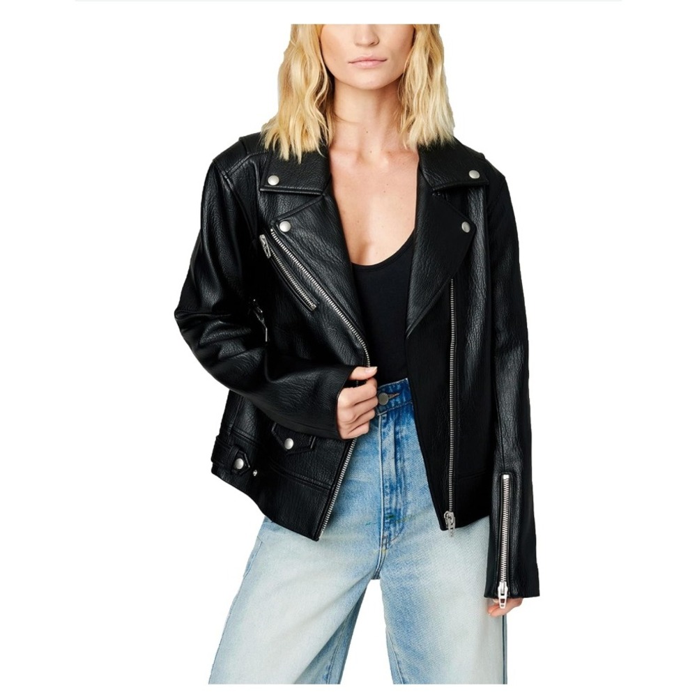 BLANKNYC NWT Vegan Leather Moto Jacket XS Black Biker Edgy Rocker Chic